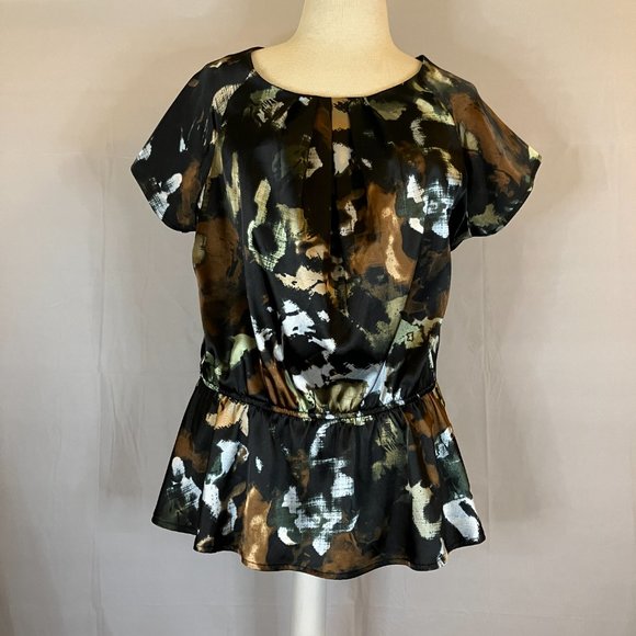 Pleione Womens Satin Peplum Blouse Size XL - Picture 4 of 13